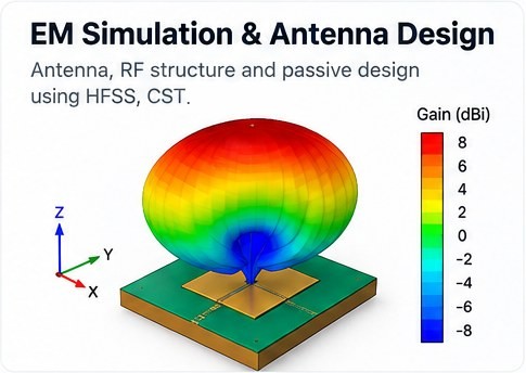 EM simulation and antenna design: 3D gain pattern