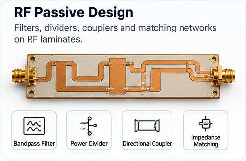 RF passive design: filter, divider, coupler and matching